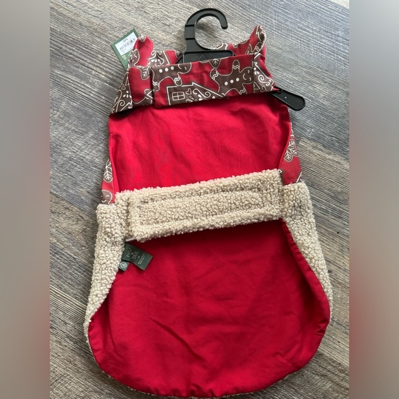 Paw & Tail Red Gingerbread Dog Vest with Tan Sherpa Fur Christmas outfit medium - Picture 7 of 7